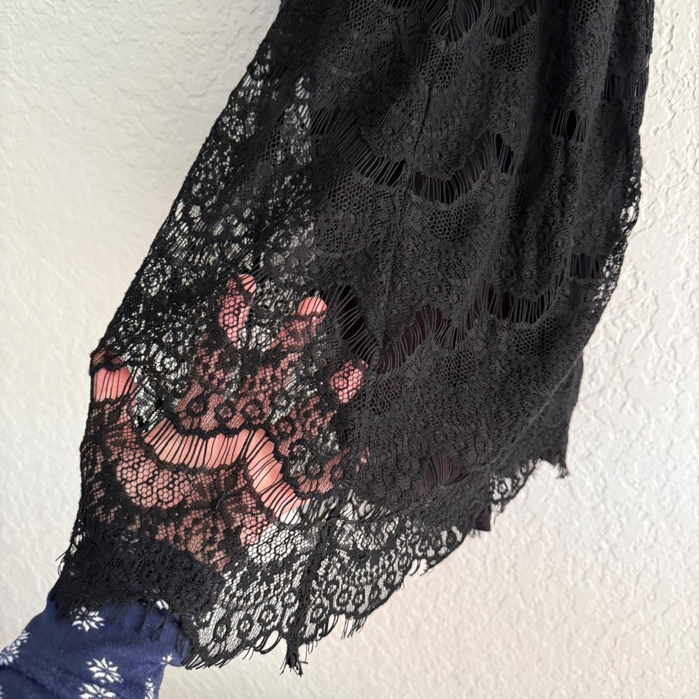 Free People She's Got it Black lace mini dress sleeveless backless sexy - Picture 14 of 16